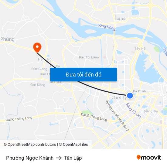 Phường Ngọc Khánh to Tân Lập map