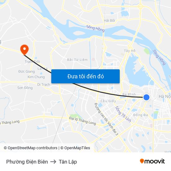 Phường Điện Biên to Tân Lập map
