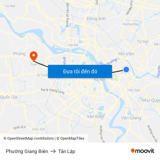 Phường Giang Biên to Tân Lập map