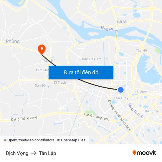 Dịch Vọng to Tân Lập map