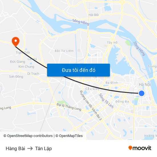Hàng Bài to Tân Lập map