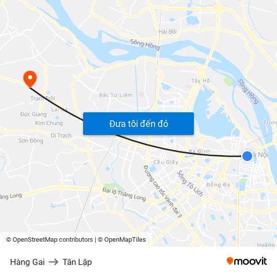 Hàng Gai to Tân Lập map