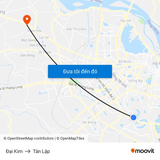 Đại Kim to Tân Lập map