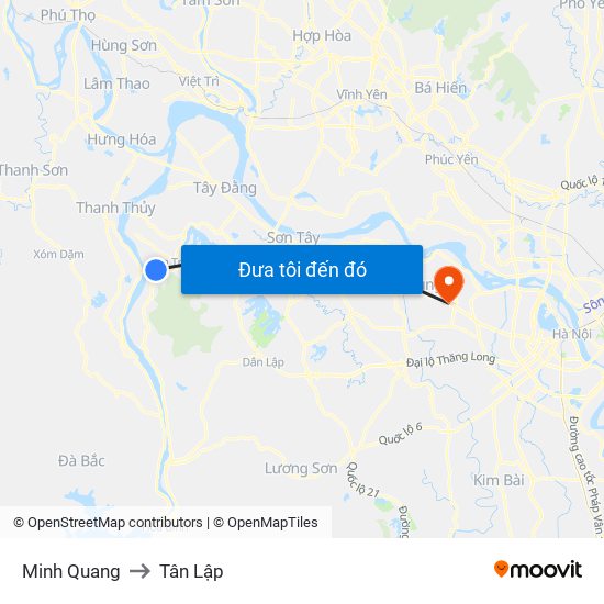 Minh Quang to Tân Lập map