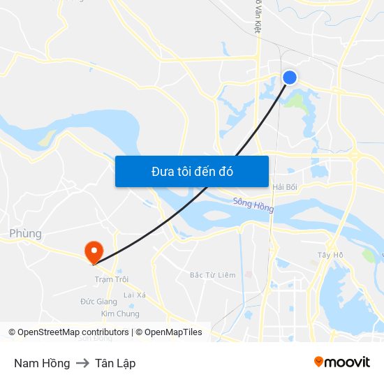 Nam Hồng to Tân Lập map