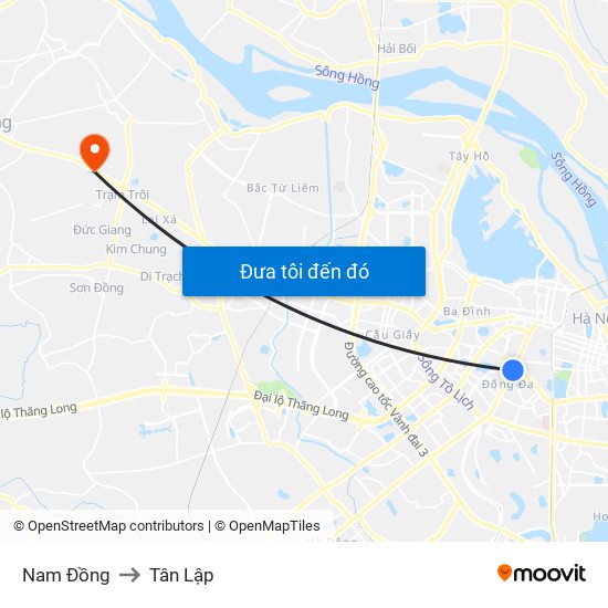 Nam Đồng to Tân Lập map