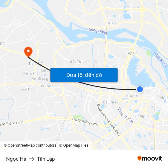 Ngọc Hà to Tân Lập map