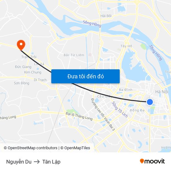 Nguyễn Du to Tân Lập map