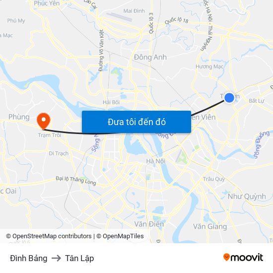 Đình Bảng to Tân Lập map