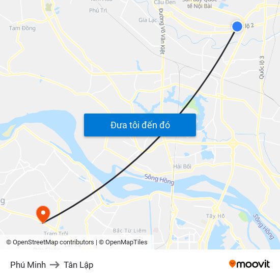 Phú Minh to Tân Lập map
