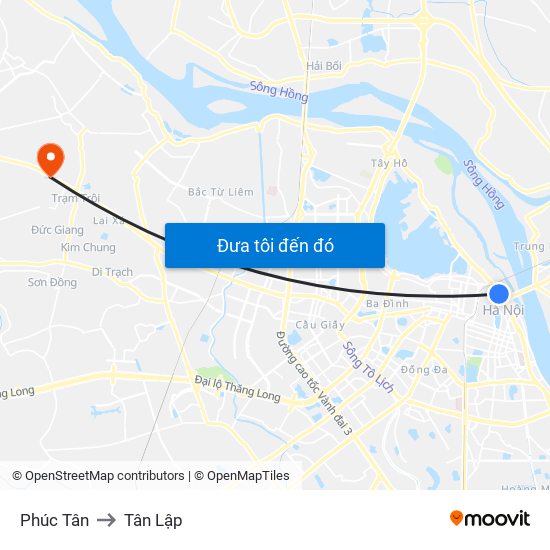 Phúc Tân to Tân Lập map