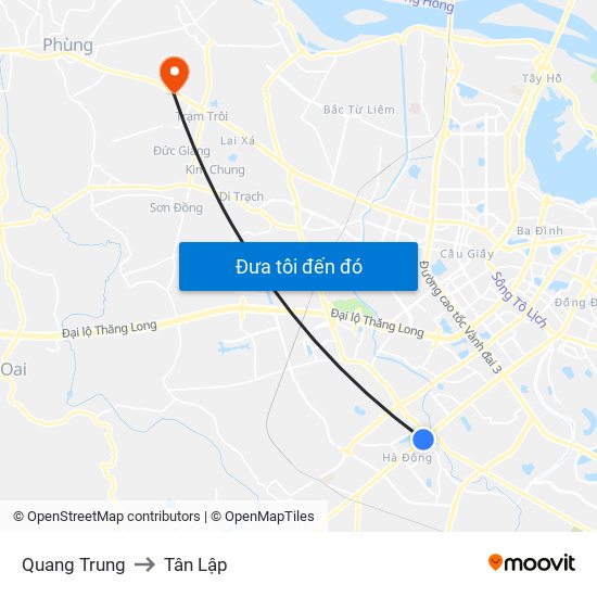Quang Trung to Tân Lập map