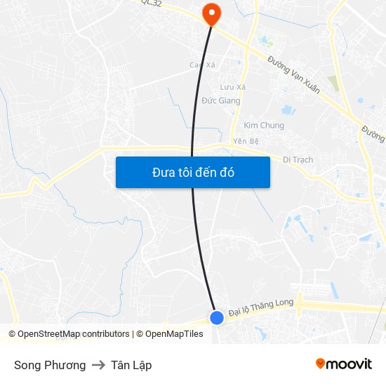 Song Phương to Tân Lập map