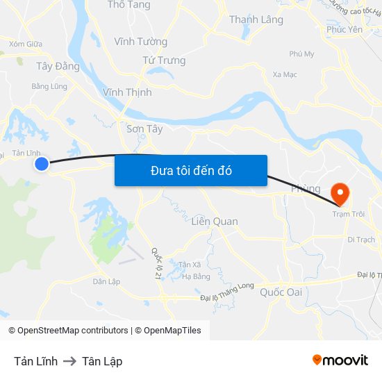 Tản Lĩnh to Tân Lập map