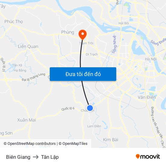 Biên Giang to Tân Lập map