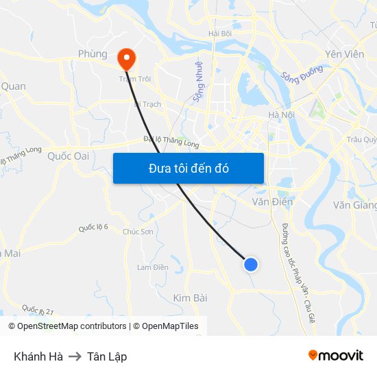 Khánh Hà to Tân Lập map