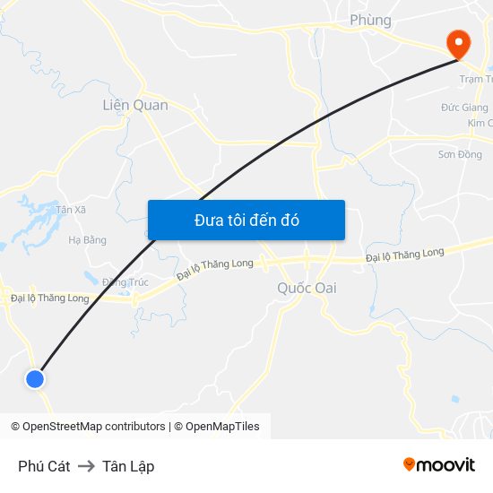 Phú Cát to Tân Lập map