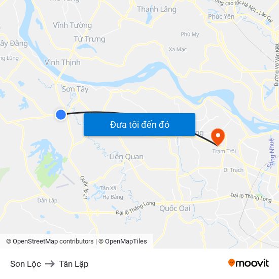 Sơn Lộc to Tân Lập map