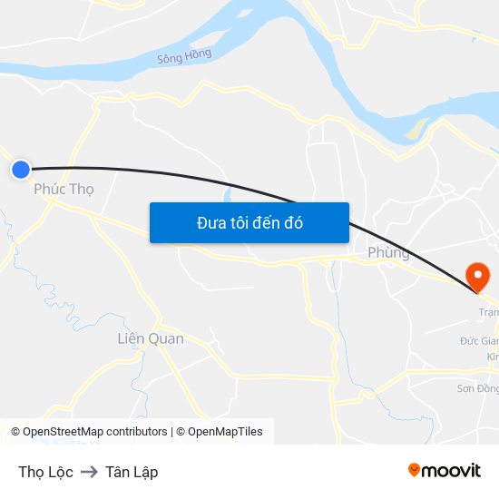 Thọ Lộc to Tân Lập map