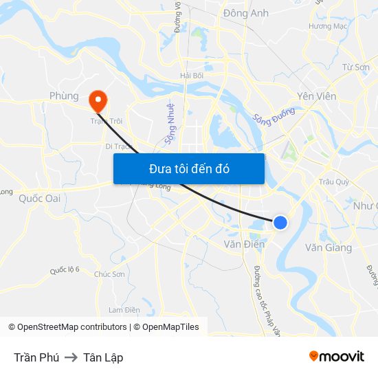 Trần Phú to Tân Lập map