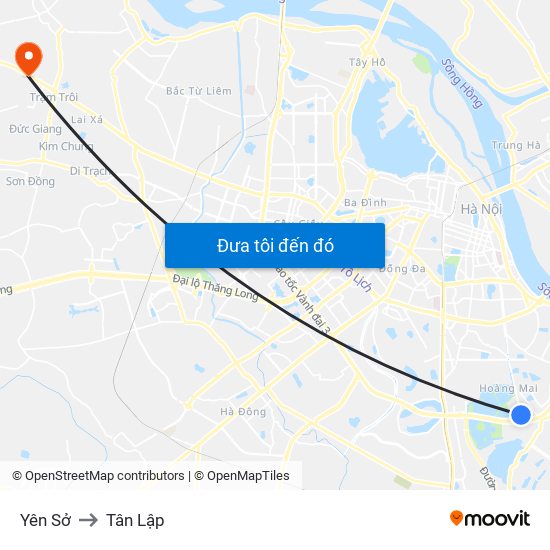 Yên Sở to Tân Lập map