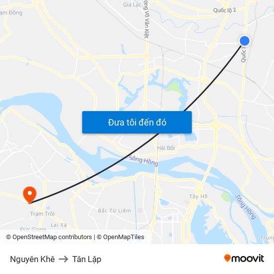 Nguyên Khê to Tân Lập map