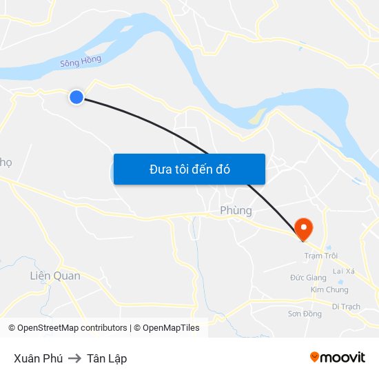 Xuân Phú to Tân Lập map
