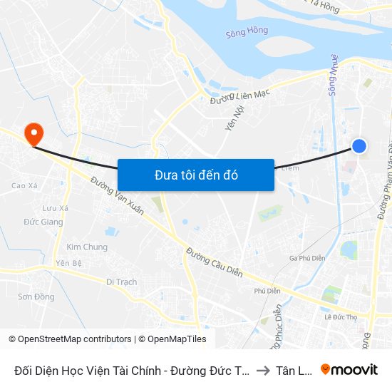 Đối Diện Học Viện Tài Chính - Đường Đức Thắng to Tân Lập map