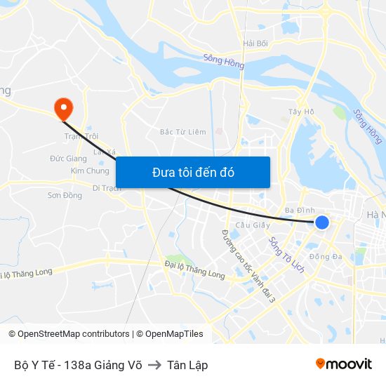 Bộ Y Tế - 138a Giảng Võ to Tân Lập map