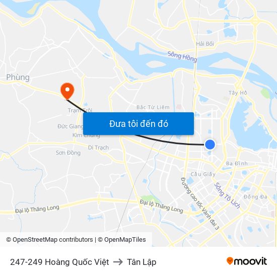 247-249 Hoàng Quốc Việt to Tân Lập map