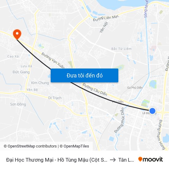 Đại Học Thương Mại - Hồ Tùng Mậu (Cột Sau) to Tân Lập map