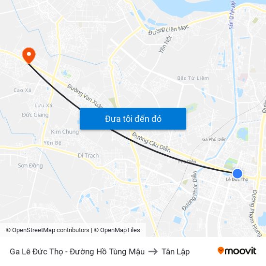 Ga Lê Đức Thọ - Đường Hồ Tùng Mậu to Tân Lập map