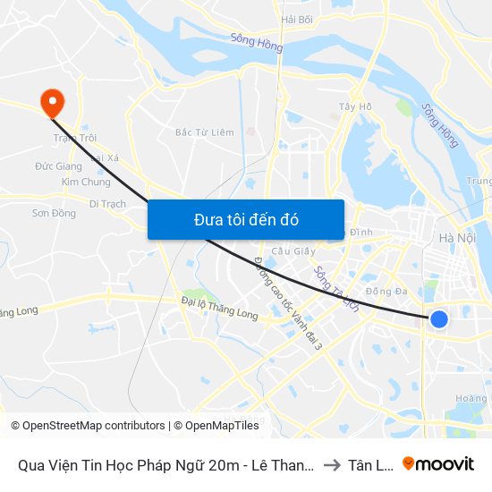 Qua Viện Tin Học Pháp Ngữ 20m - Lê Thanh Nghị to Tân Lập map