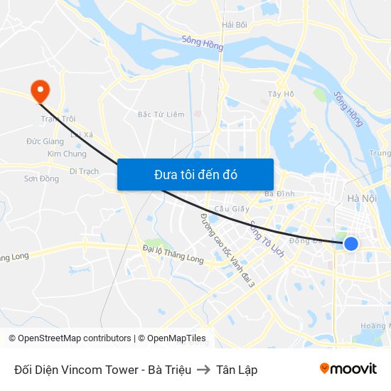 Đối Diện Vincom Tower - Bà Triệu to Tân Lập map