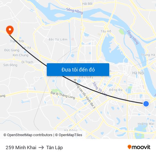 259 Minh Khai to Tân Lập map