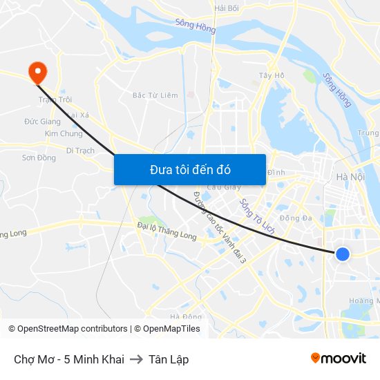 Chợ Mơ - 5 Minh Khai to Tân Lập map