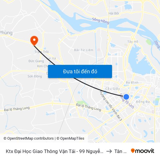 Ktx Đại Học Giao Thông Vận Tải - 99 Nguyễn Chí Thanh to Tân Lập map