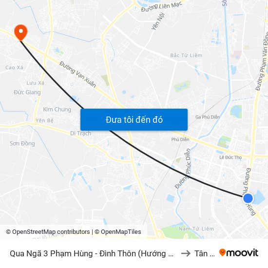 Qua Ngã 3 Phạm Hùng - Đình Thôn (Hướng Đi Phạm Văn Đồng) to Tân Lập map