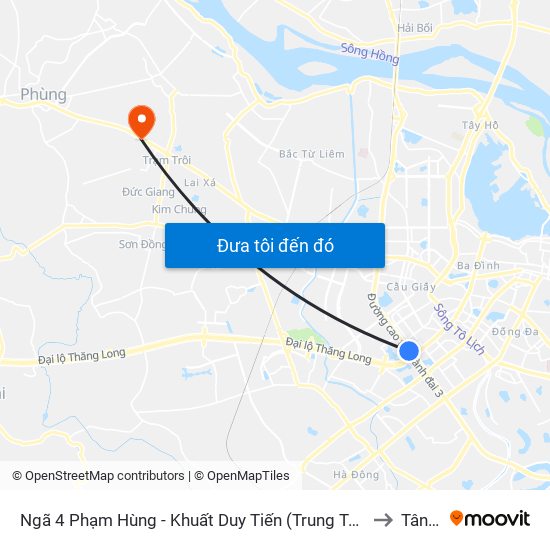 Ngã 4 Phạm Hùng - Khuất Duy Tiến (Trung Tâm Hội Nghị Quốc Gia) to Tân Lập map