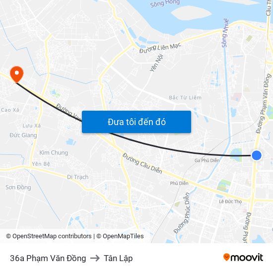 36a Phạm Văn Đồng to Tân Lập map