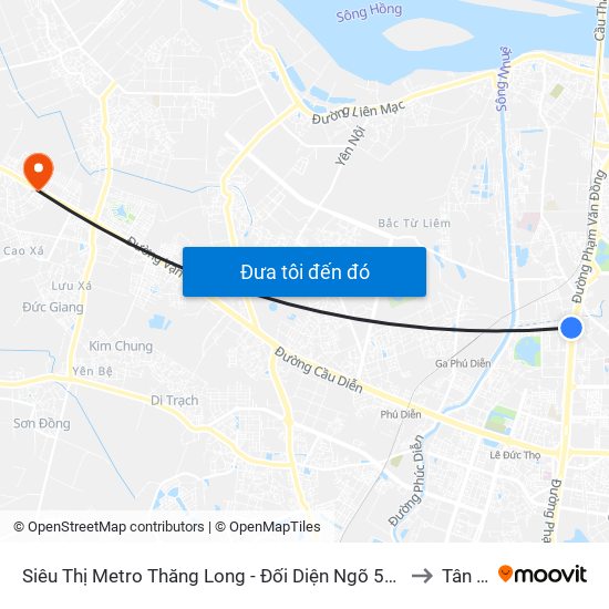 Siêu Thị Metro Thăng Long - Đối Diện Ngõ 599 Phạm Văn Đồng to Tân Lập map