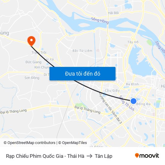 Rạp Chiếu Phim Quốc Gia - Thái Hà to Tân Lập map