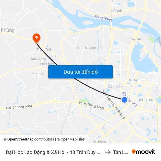 Đại Học Lao Động & Xã Hội - 43 Trần Duy Hưng to Tân Lập map