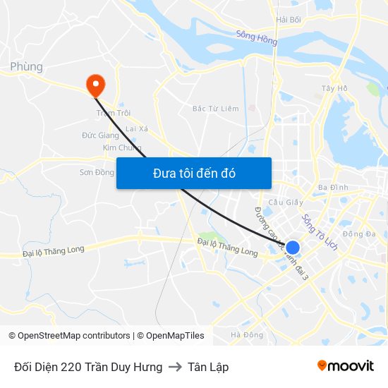 Đối Diện 220 Trần Duy Hưng to Tân Lập map