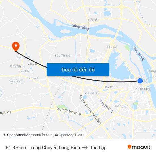 E1.3 Điểm Trung Chuyển Long Biên to Tân Lập map