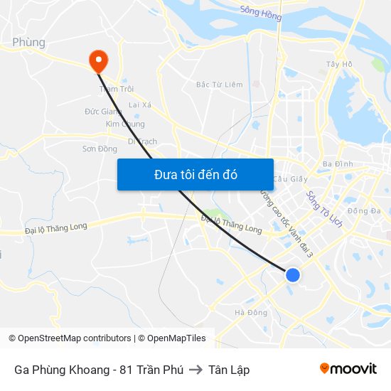 Ga Phùng Khoang - 81 Trần Phú to Tân Lập map