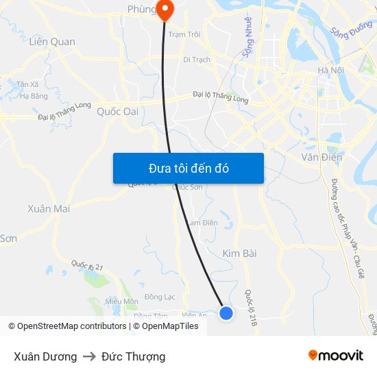 Xuân Dương to Đức Thượng map