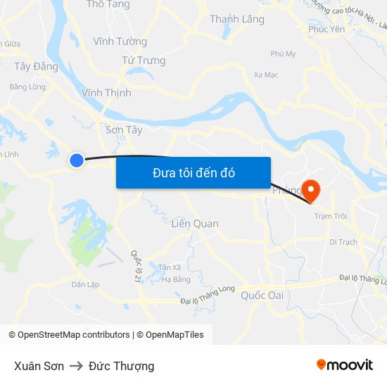 Xuân Sơn to Đức Thượng map