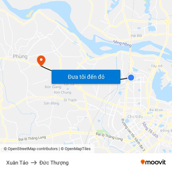 Xuân Tảo to Đức Thượng map