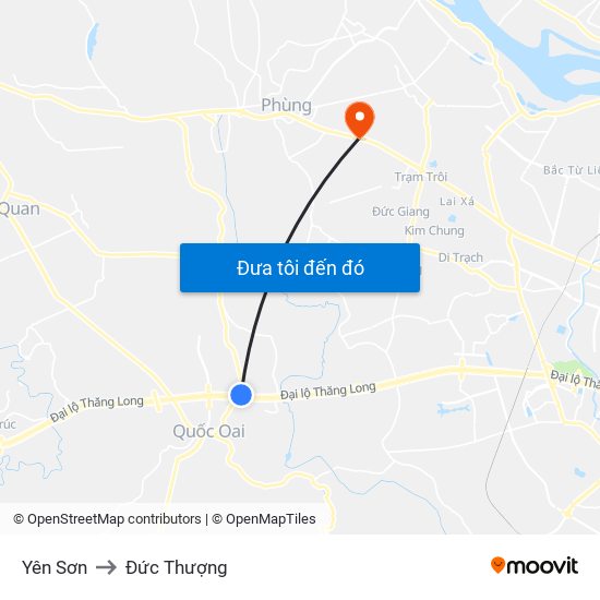 Yên Sơn to Đức Thượng map